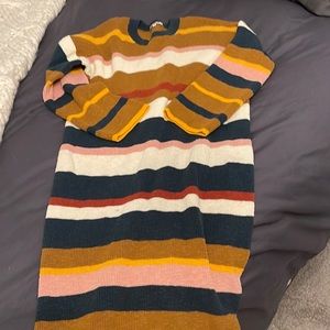 Madewell Drop-Shoulder Sweater Midi Dress in Stripe sz M